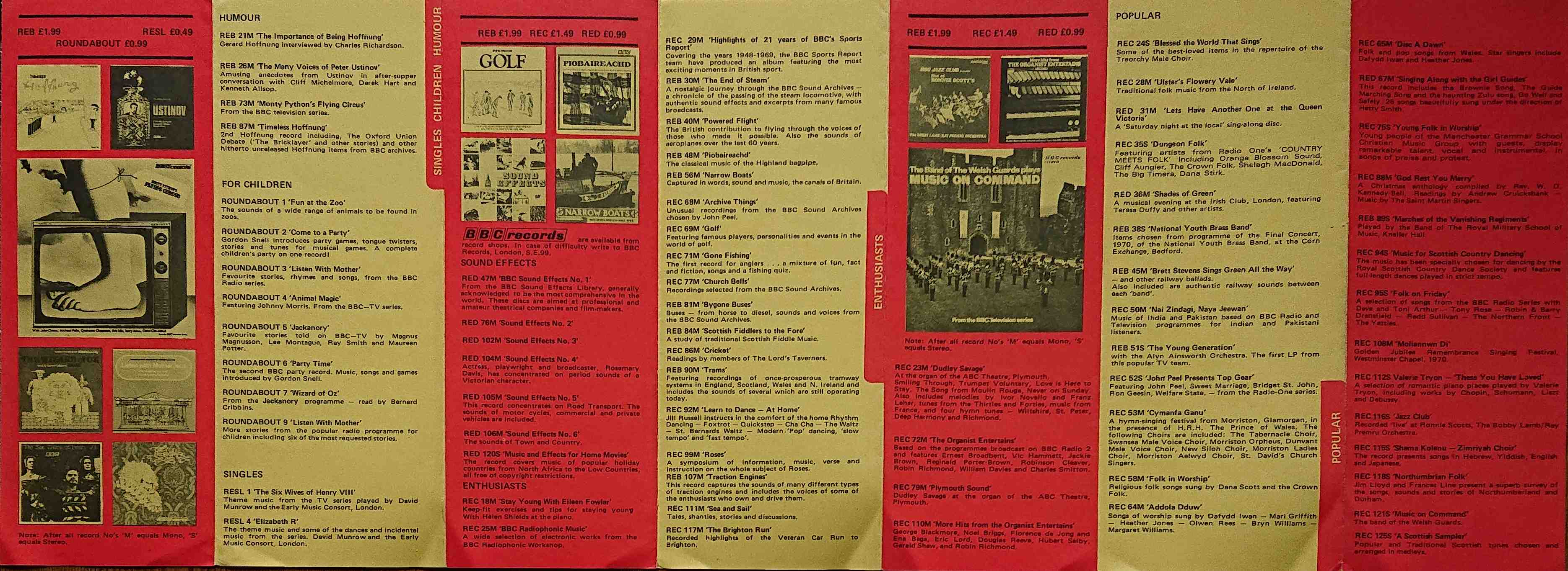 Other pages of catalogue BBC Records catalogue 1971
